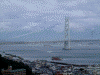 淡路サービスエリアから見た明石海峡大橋(8)/たこフェリーが行く