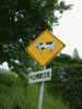 牛の横断注意の標識