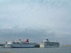 横浜港・豪華客船４隻そろい踏み(17)／にっぽん丸,飛鳥II,ザ・ワールド