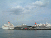 横浜港・豪華客船４隻そろい踏み(28)／飛鳥II,ザ・ワールド,にっぽん丸