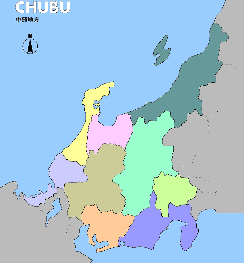 中部・北陸地方の地図