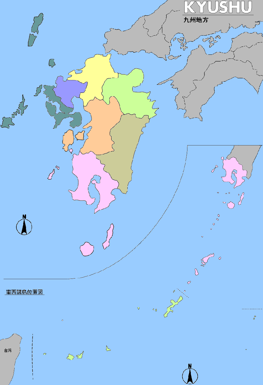 九州・沖縄地方の地図